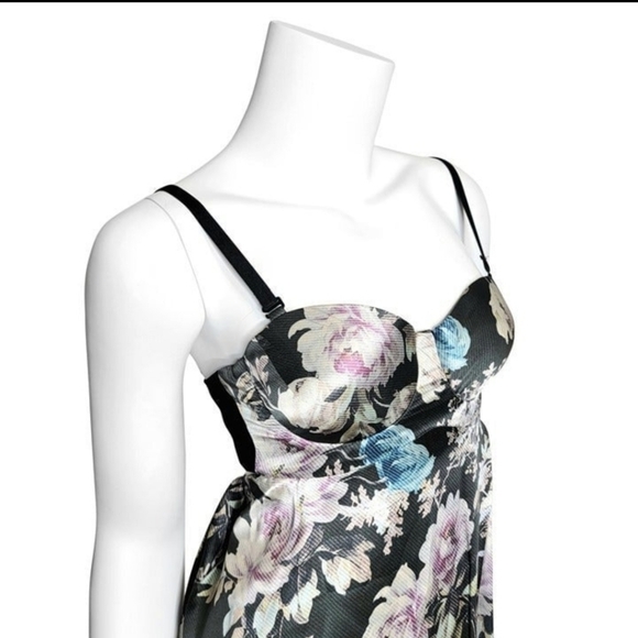 NEW PREEN by THORNTON BREGAZZI Runway Floral Silk Bustier Bra Top Dress M - Picture 5 of 8